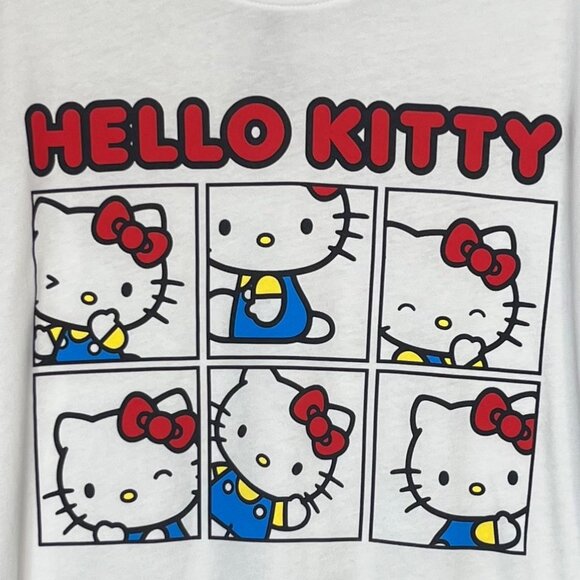 Hello Kitty Graphic Tee Tshirt Womens Medium White New Cartoon Panels - Picture 6 of 8